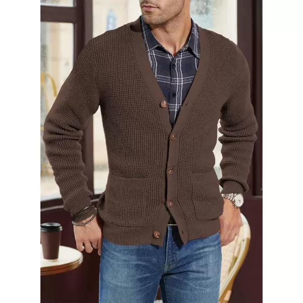 JMIERR Mens Cardigan Sweater Casual Button Down Long Sleeve V Neck Cable Knit Sweaters with Pockets