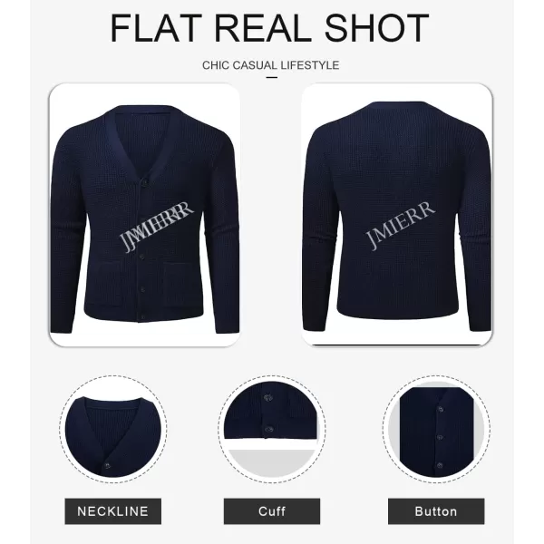 JMIERR Mens Cardigan Sweater Casual Button Down Long Sleeve V Neck Cable Knit Sweaters with Pockets