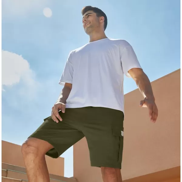 JMIERR Mens Cargo Sweat Shorts - Casual Drawstring Elastic Waist Cotton Athletic Workout Gym Jogger Shorts with 5 Pockets
