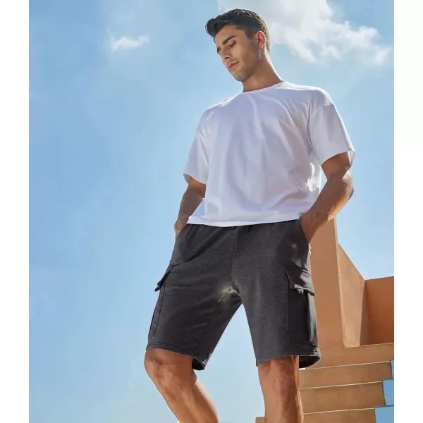 JMIERR Mens Cargo Sweat Shorts - Casual Drawstring Elastic Waist Cotton Athletic Workout Gym Jogger Shorts with 5 Pockets