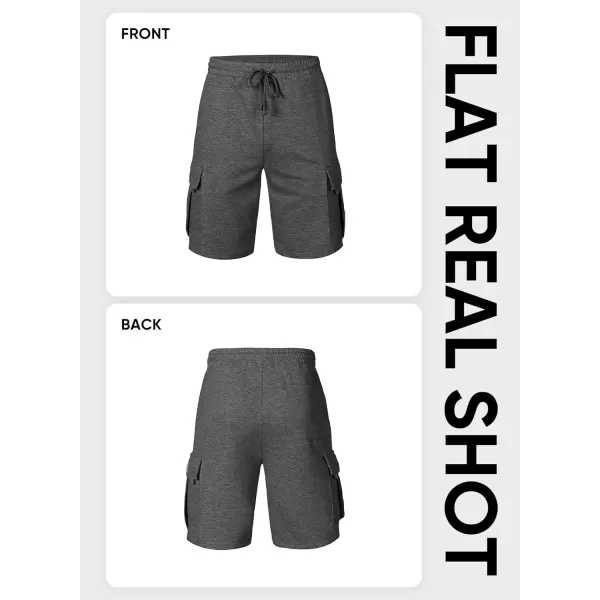 JMIERR Mens Cargo Sweat Shorts - Casual Drawstring Elastic Waist Cotton Athletic Workout Gym Jogger Shorts with 5 Pockets