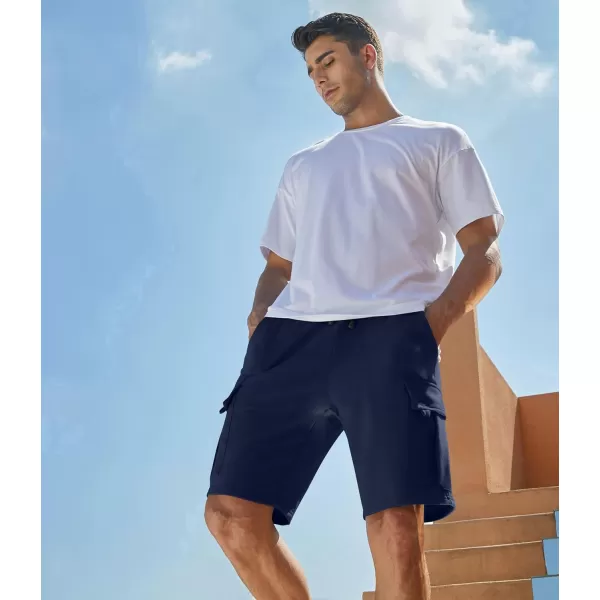 JMIERR Mens Cargo Sweat Shorts - Casual Drawstring Elastic Waist Cotton Athletic Workout Gym Jogger Shorts with 5 Pockets