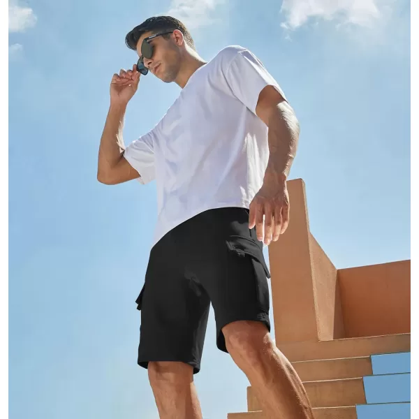 JMIERR Mens Cargo Sweat Shorts - Casual Drawstring Elastic Waist Cotton Athletic Workout Gym Jogger Shorts with 5 Pockets