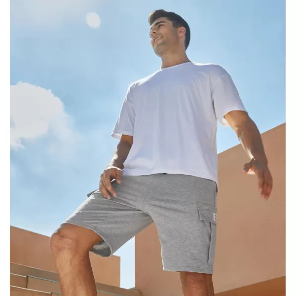 JMIERR Mens Cargo Sweat Shorts - Casual Drawstring Elastic Waist Cotton Athletic Workout Gym Jogger Shorts with 5 Pockets