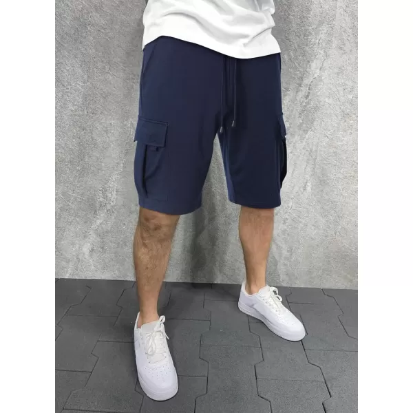 JMIERR Mens Cargo Sweat Shorts - Casual Drawstring Elastic Waist Cotton Athletic Workout Gym Jogger Shorts with 5 Pockets