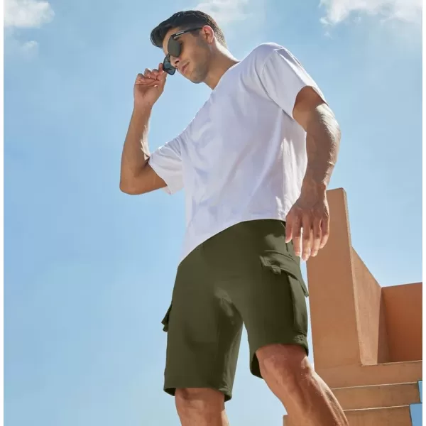 JMIERR Mens Cargo Sweat Shorts - Casual Drawstring Elastic Waist Cotton Athletic Workout Gym Jogger Shorts with 5 Pockets