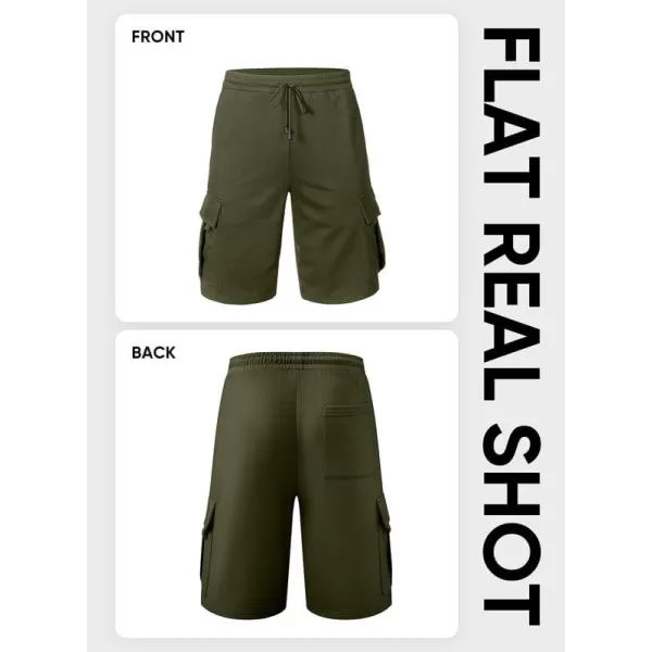 JMIERR Mens Cargo Sweat Shorts - Casual Drawstring Elastic Waist Cotton Athletic Workout Gym Jogger Shorts with 5 Pockets