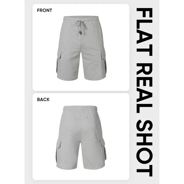 JMIERR Mens Cargo Sweat Shorts - Casual Drawstring Elastic Waist Cotton Athletic Workout Gym Jogger Shorts with 5 Pockets