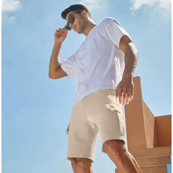 JMIERR Mens Cargo Sweat Shorts - Casual Drawstring Elastic Waist Cotton Athletic Workout Gym Jogger Shorts with 5 Pockets
