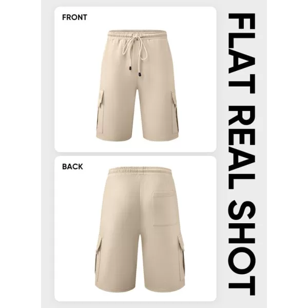 JMIERR Mens Cargo Sweat Shorts - Casual Drawstring Elastic Waist Cotton Athletic Workout Gym Jogger Shorts with 5 Pockets