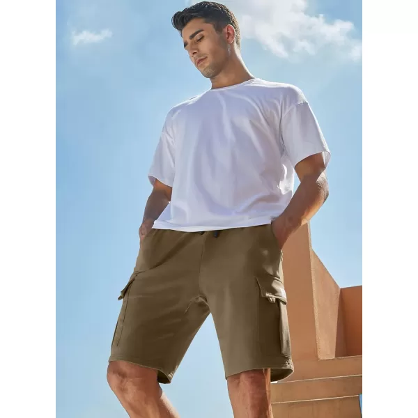 JMIERR Mens Cargo Sweat Shorts - Casual Drawstring Elastic Waist Cotton Athletic Workout Gym Jogger Shorts with 5 Pockets
