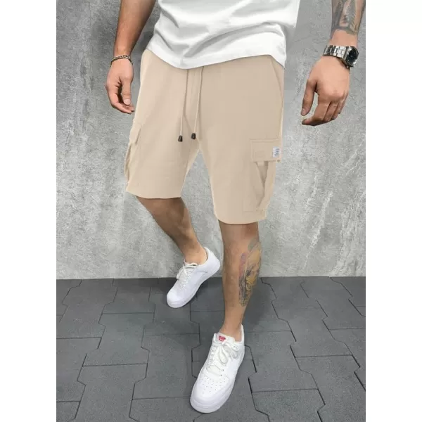 JMIERR Mens Cargo Sweat Shorts - Casual Drawstring Elastic Waist Cotton Athletic Workout Gym Jogger Shorts with 5 Pockets