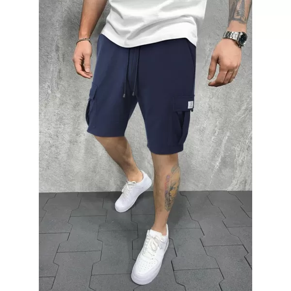 JMIERR Mens Cargo Sweat Shorts - Casual Drawstring Elastic Waist Cotton Athletic Workout Gym Jogger Shorts with 5 Pockets