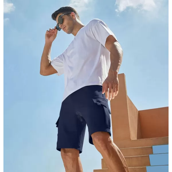 JMIERR Mens Cargo Sweat Shorts - Casual Drawstring Elastic Waist Cotton Athletic Workout Gym Jogger Shorts with 5 Pockets