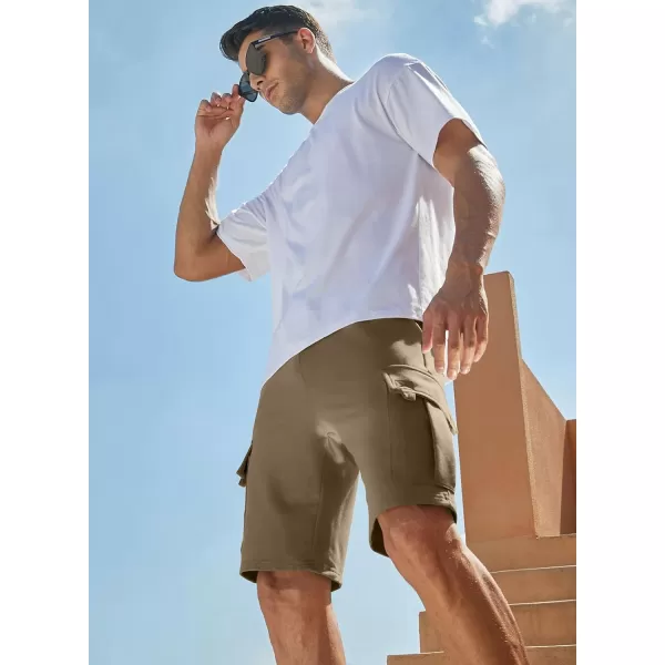 JMIERR Mens Cargo Sweat Shorts - Casual Drawstring Elastic Waist Cotton Athletic Workout Gym Jogger Shorts with 5 Pockets
