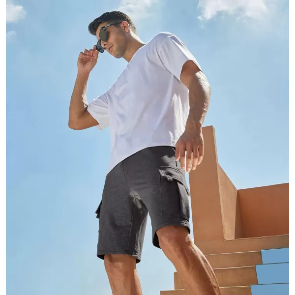 JMIERR Mens Cargo Sweat Shorts - Casual Drawstring Elastic Waist Cotton Athletic Workout Gym Jogger Shorts with 5 Pockets
