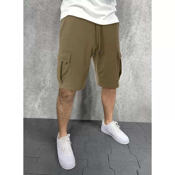 JMIERR Mens Cargo Sweat Shorts - Casual Drawstring Elastic Waist Cotton Athletic Workout Gym Jogger Shorts with 5 Pockets