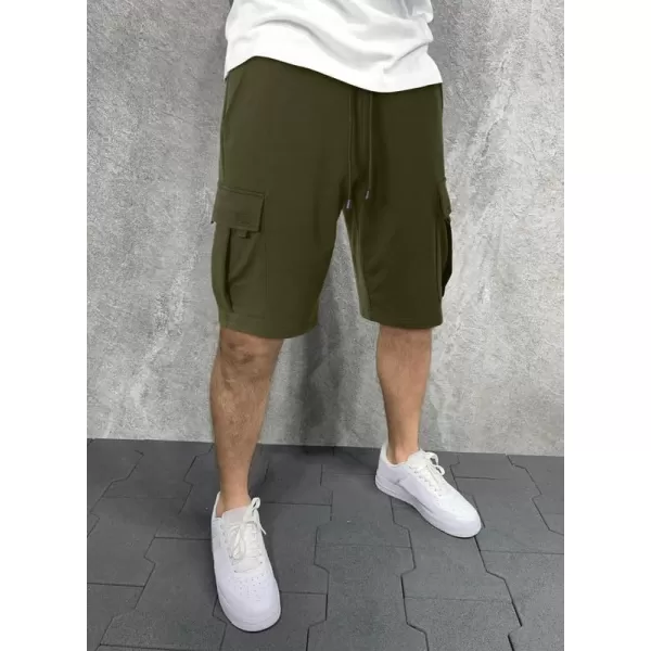 JMIERR Mens Cargo Sweat Shorts - Casual Drawstring Elastic Waist Cotton Athletic Workout Gym Jogger Shorts with 5 Pockets
