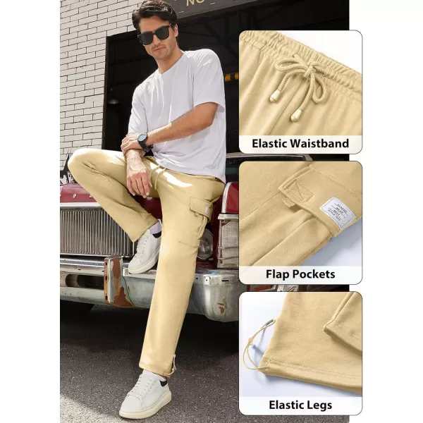 JMIERR Men's Cargo Sweatpants Wide Leg Joggers Pants with 5 Pockets for Athletic, Workout, Jogging, Running
