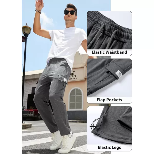 JMIERR Men's Cargo Sweatpants Wide Leg Joggers Pants with 5 Pockets for Athletic, Workout, Jogging, Running