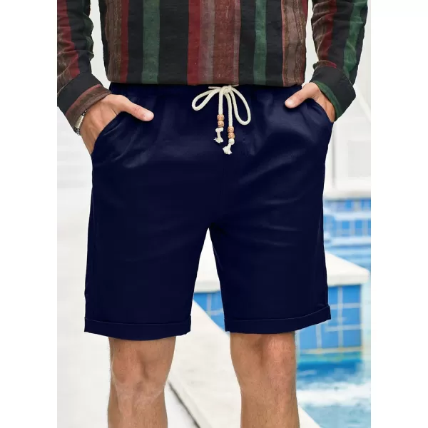 JMIERR Mens Casual 5"/ 7" Cotton Linen Shorts - Elastic Waist Drawstring Summer Beach Golf Shorts with Pockets
