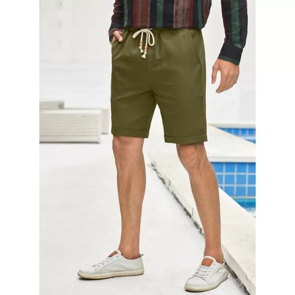 JMIERR Mens Casual 5"/ 7" Cotton Linen Shorts - Elastic Waist Drawstring Summer Beach Golf Shorts with Pockets