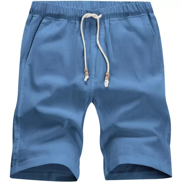 JMIERR Mens Casual 5"/ 7" Cotton Linen Shorts - Elastic Waist Drawstring Summer Beach Golf Shorts with Pockets