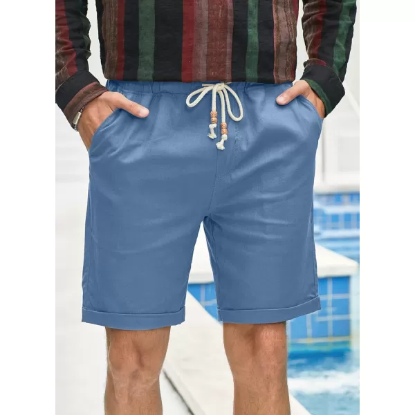 JMIERR Mens Casual 5"/ 7" Cotton Linen Shorts - Elastic Waist Drawstring Summer Beach Golf Shorts with Pockets
