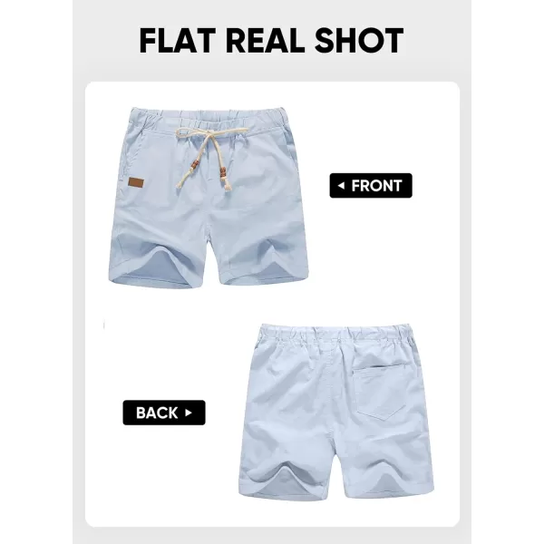 JMIERR Mens Casual 5"/ 7" Cotton Linen Shorts - Elastic Waist Drawstring Summer Beach Golf Shorts with Pockets