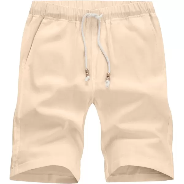 JMIERR Mens Casual 5"/ 7" Cotton Linen Shorts - Elastic Waist Drawstring Summer Beach Golf Shorts with Pockets