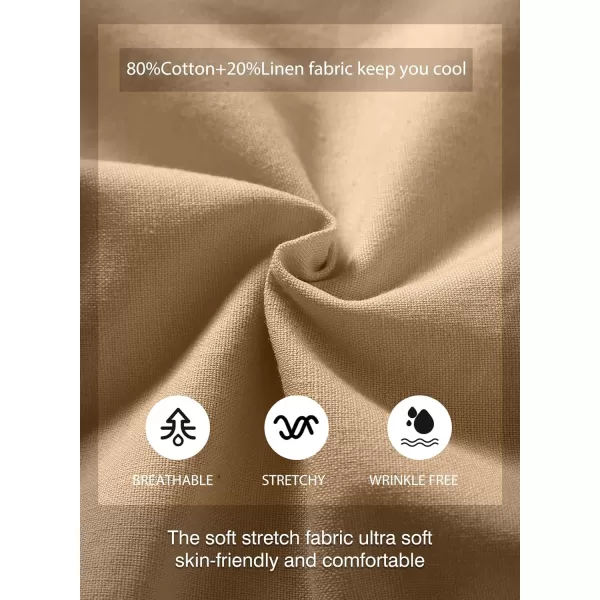 JMIERR Mens Casual 5"/ 7" Cotton Linen Shorts - Elastic Waist Drawstring Summer Beach Golf Shorts with Pockets