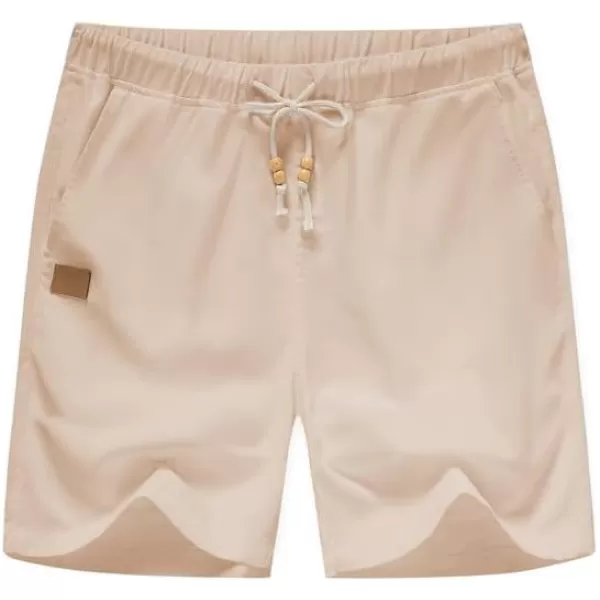 JMIERR Mens Casual 5"/ 7" Cotton Linen Shorts - Elastic Waist Drawstring Summer Beach Golf Shorts with Pockets