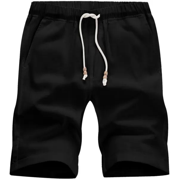 JMIERR Mens Casual 5"/ 7" Cotton Linen Shorts - Elastic Waist Drawstring Summer Beach Golf Shorts with Pockets