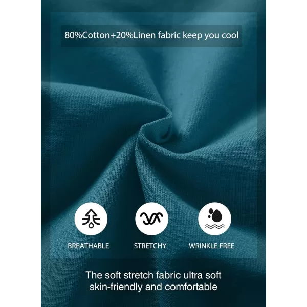 JMIERR Mens Casual 5"/ 7" Cotton Linen Shorts - Elastic Waist Drawstring Summer Beach Golf Shorts with Pockets
