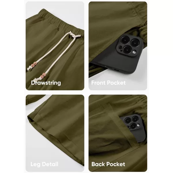 JMIERR Mens Casual 5"/ 7" Cotton Linen Shorts - Elastic Waist Drawstring Summer Beach Golf Shorts with Pockets