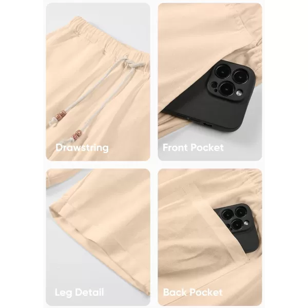 JMIERR Mens Casual 5"/ 7" Cotton Linen Shorts - Elastic Waist Drawstring Summer Beach Golf Shorts with Pockets