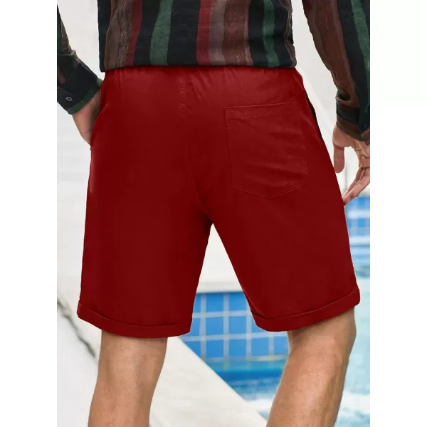 JMIERR Mens Casual 5"/ 7" Cotton Linen Shorts - Elastic Waist Drawstring Summer Beach Golf Shorts with Pockets