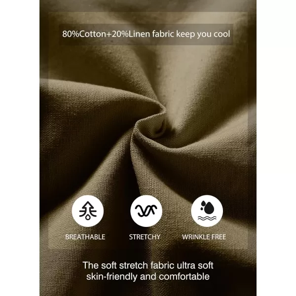 JMIERR Mens Casual 5"/ 7" Cotton Linen Shorts - Elastic Waist Drawstring Summer Beach Golf Shorts with Pockets