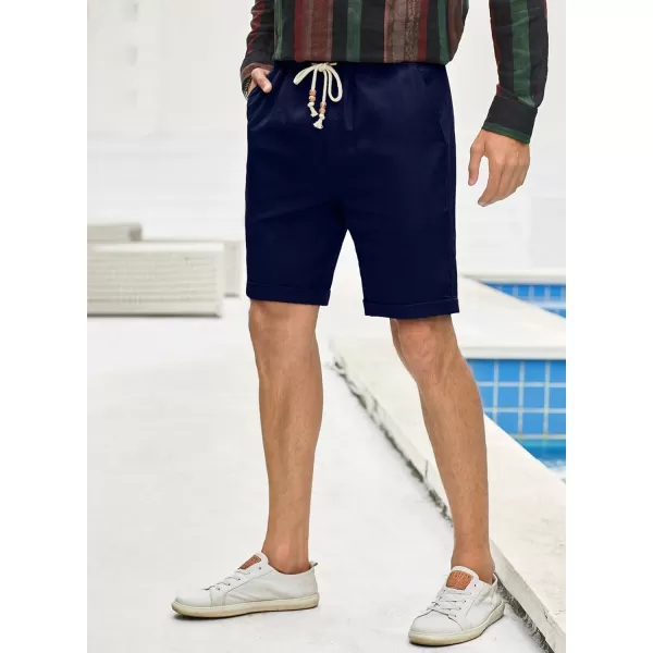 JMIERR Mens Casual 5"/ 7" Cotton Linen Shorts - Elastic Waist Drawstring Summer Beach Golf Shorts with Pockets