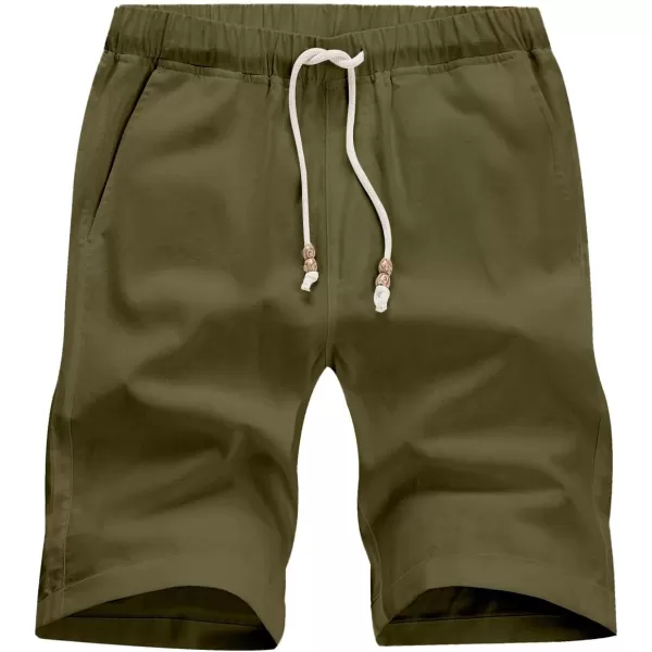 JMIERR Mens Casual 5"/ 7" Cotton Linen Shorts - Elastic Waist Drawstring Summer Beach Golf Shorts with Pockets