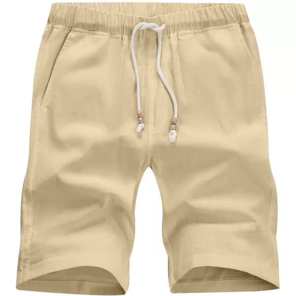 JMIERR Mens Casual 5"/ 7" Cotton Linen Shorts - Elastic Waist Drawstring Summer Beach Golf Shorts with Pockets