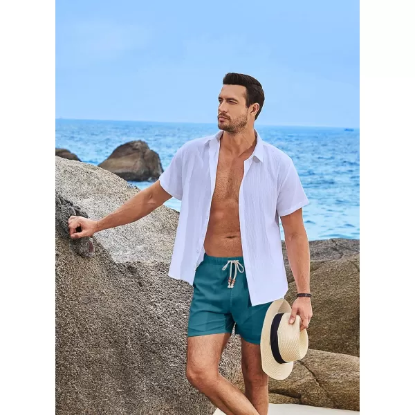 JMIERR Mens Casual 5"/ 7" Cotton Linen Shorts - Elastic Waist Drawstring Summer Beach Golf Shorts with Pockets
