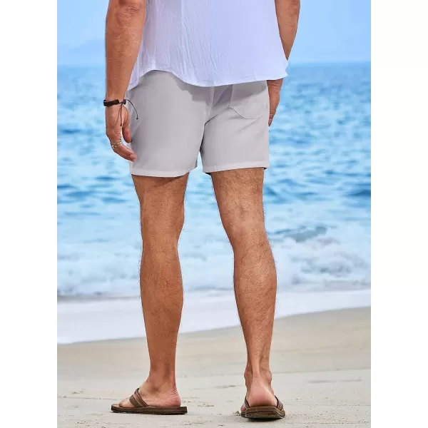 JMIERR Mens Casual 5"/ 7" Cotton Linen Shorts - Elastic Waist Drawstring Summer Beach Golf Shorts with Pockets