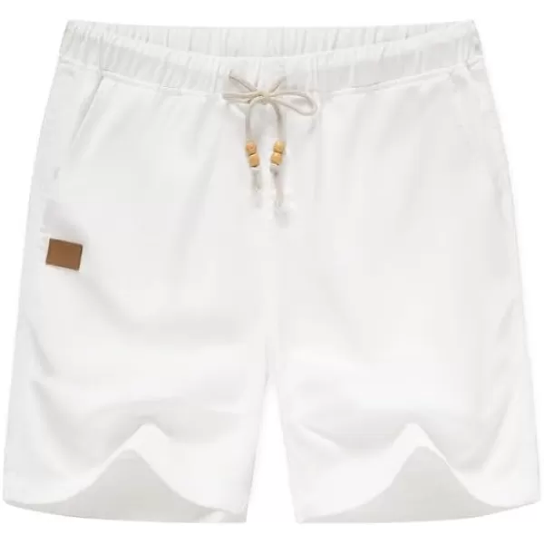 JMIERR Mens Casual 5"/ 7" Cotton Linen Shorts - Elastic Waist Drawstring Summer Beach Golf Shorts with Pockets