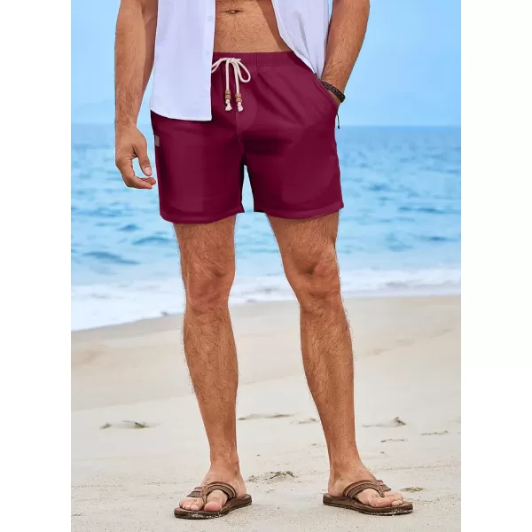 JMIERR Mens Casual 5"/ 7" Cotton Linen Shorts - Elastic Waist Drawstring Summer Beach Golf Shorts with Pockets