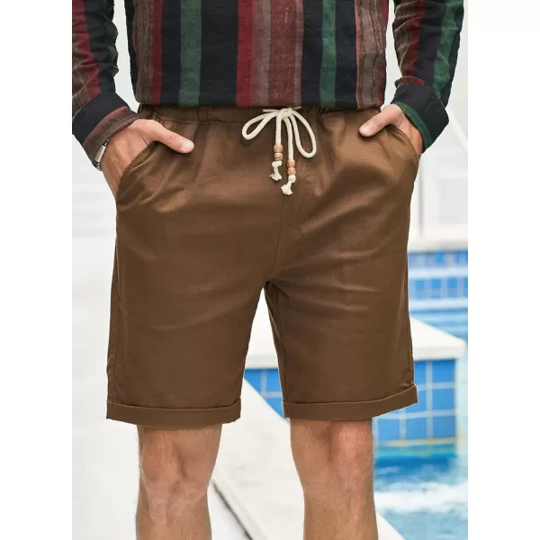 JMIERR Mens Casual 5"/ 7" Cotton Linen Shorts - Elastic Waist Drawstring Summer Beach Golf Shorts with Pockets