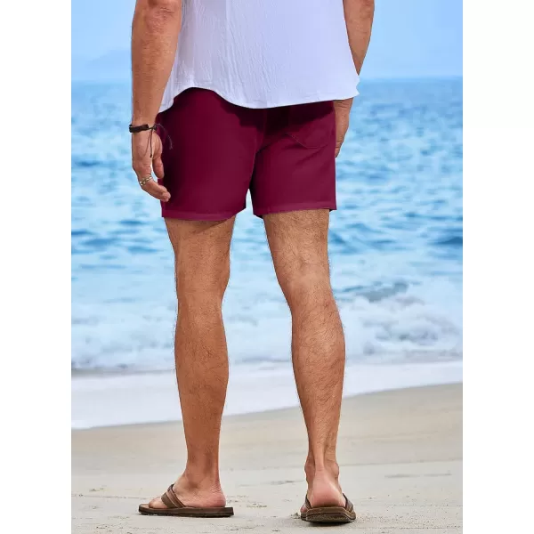 JMIERR Mens Casual 5"/ 7" Cotton Linen Shorts - Elastic Waist Drawstring Summer Beach Golf Shorts with Pockets