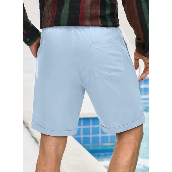 JMIERR Mens Casual 5"/ 7" Cotton Linen Shorts - Elastic Waist Drawstring Summer Beach Golf Shorts with Pockets