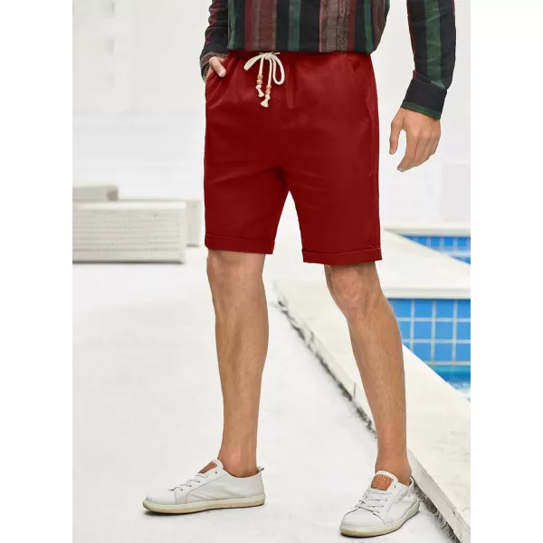 JMIERR Mens Casual 5"/ 7" Cotton Linen Shorts - Elastic Waist Drawstring Summer Beach Golf Shorts with Pockets