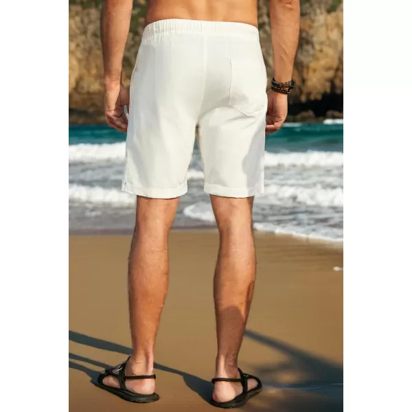 JMIERR Mens Casual 5"/ 7" Cotton Linen Shorts - Elastic Waist Drawstring Summer Beach Golf Shorts with Pockets